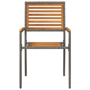 Sedia da giardino impilabile  con cuscini, 2 pz, grigia in polyrattan