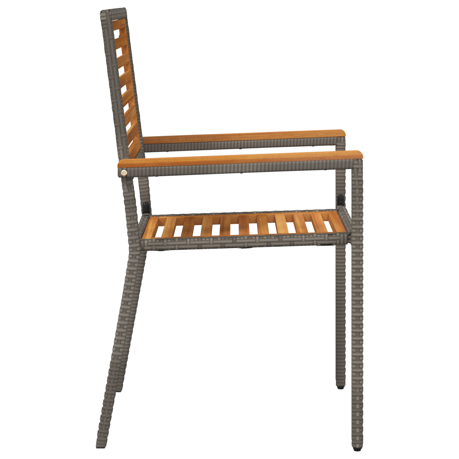 Sedia da giardino impilabile  con cuscini, 2 pz, grigia in polyrattan