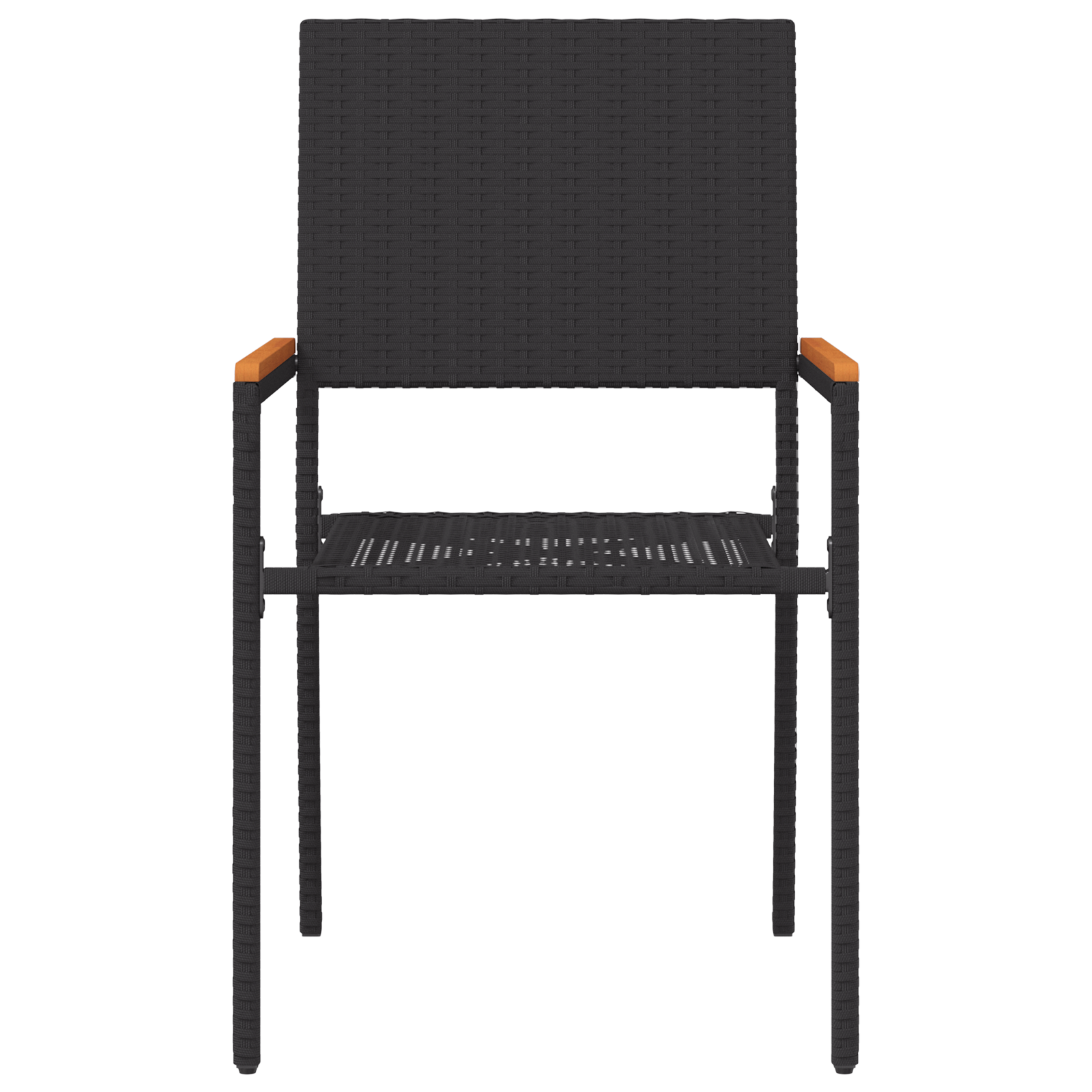 Sedie da Giardino Impilabili con Cuscini - Set di 2 Pezzi in Rattan Poliestere Nero