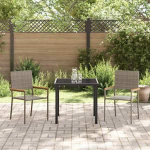 Sedia da Giardino impilabile  con 2 cuscini grigi in rattan sintetico