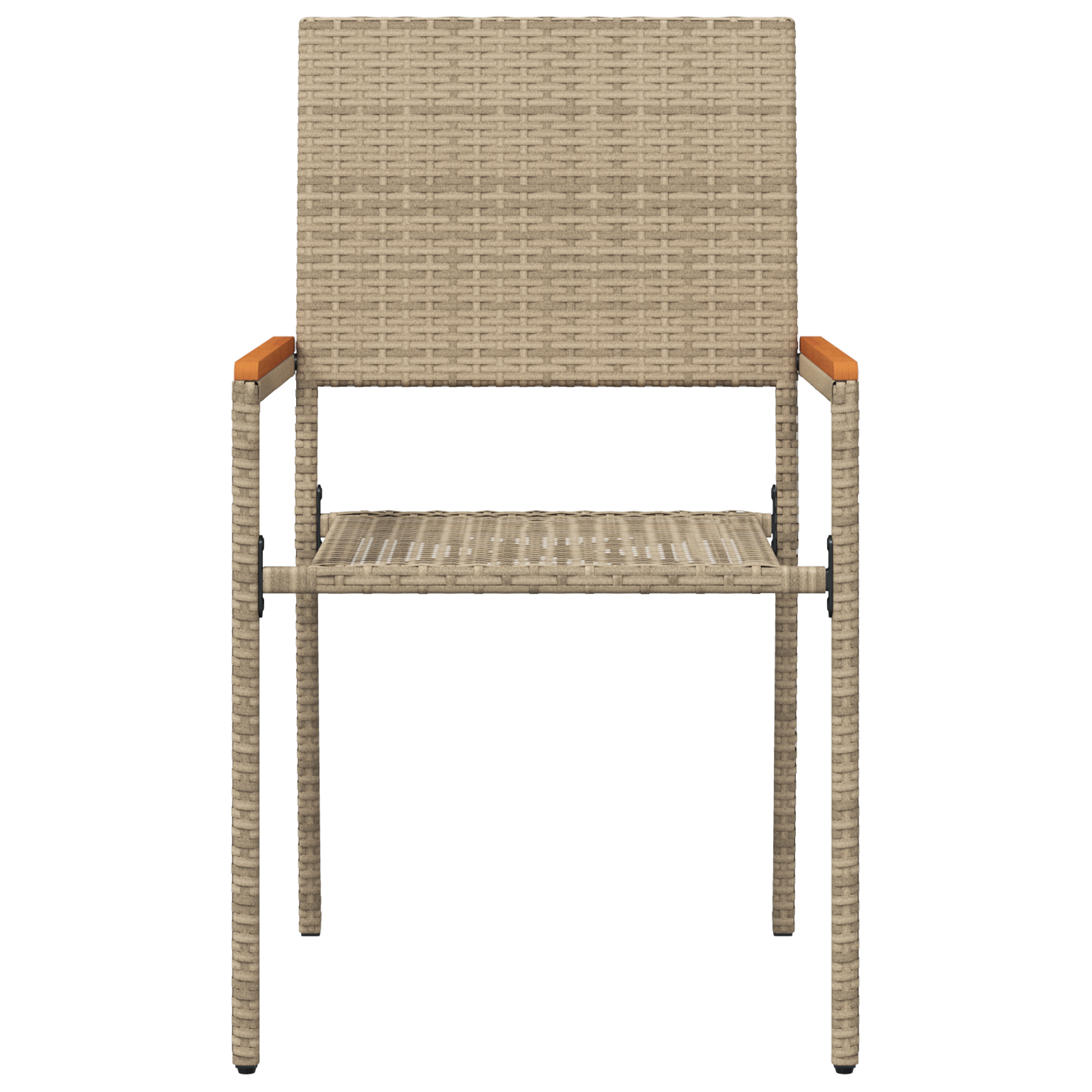 Sedia da Giardino Impilabile con Cuscini 2 pz Beige in Poli Rattan