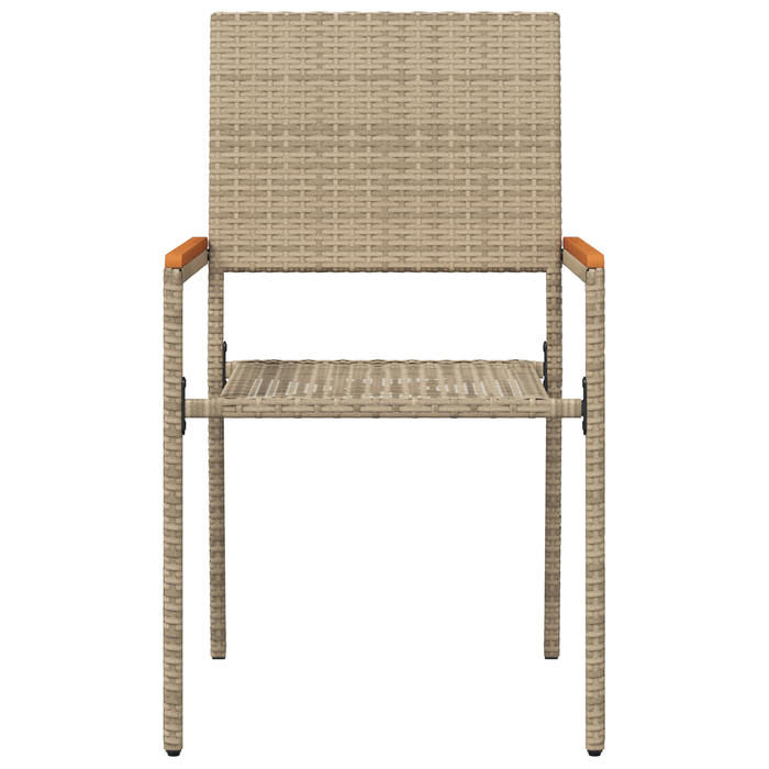 Sedia da Giardino Impilabile con Cuscini 2 pz Beige in Poli Rattan