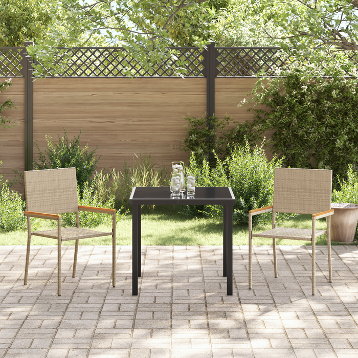 Sedia da Giardino Impilabile con Cuscini 2 pz Beige in Poli Rattan