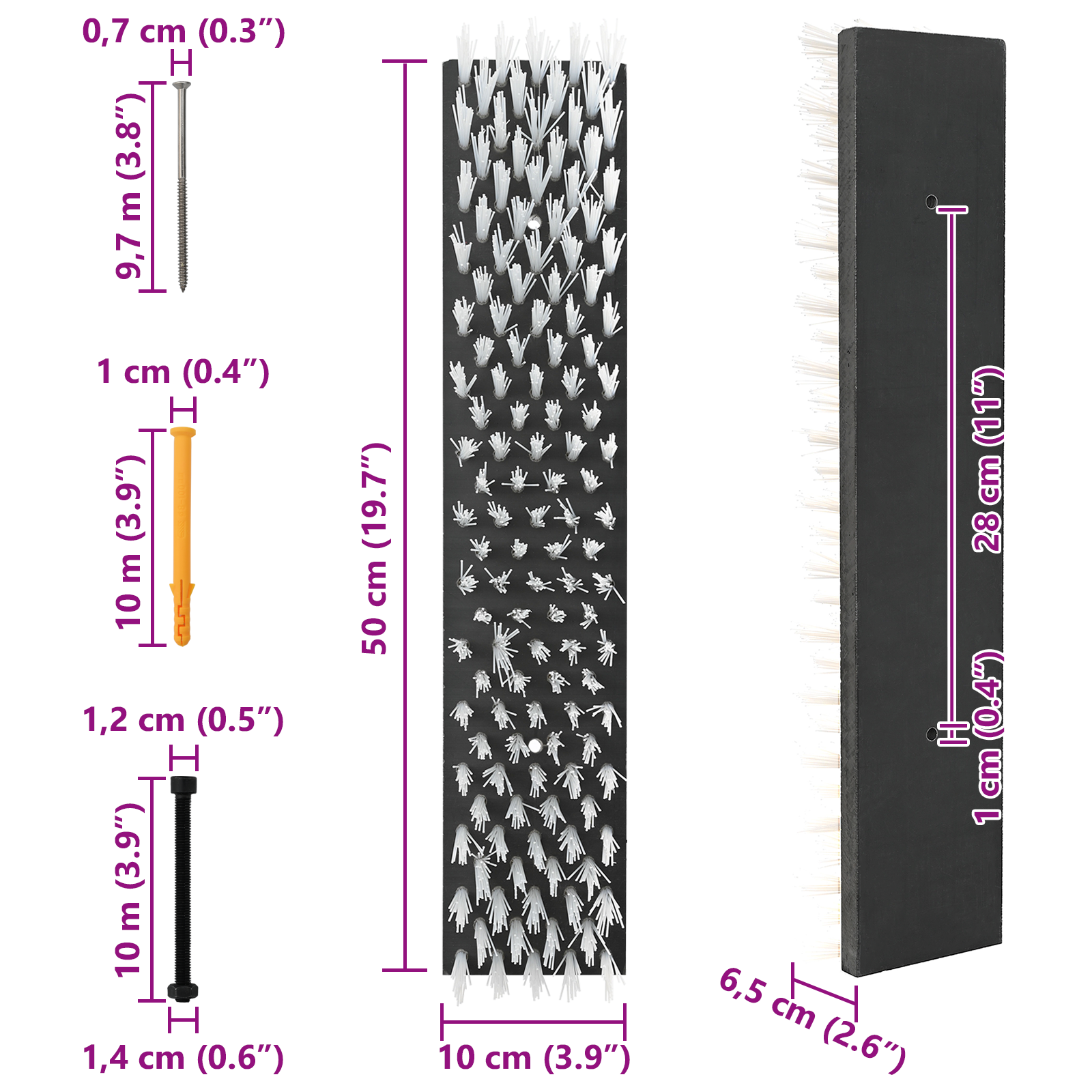 Spazzole per Bovini da Muro 50x10x6.5 cm