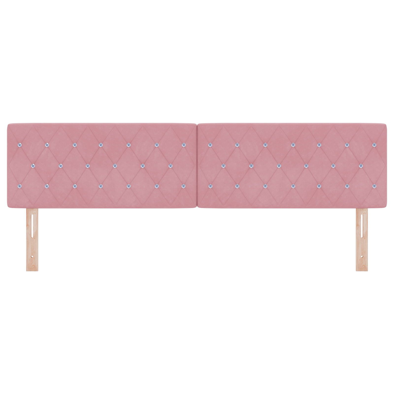 Testiera  con bottoni in cristallo, tufted, rosa, 180 cm, velluto