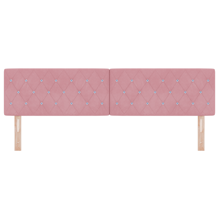 Testiera  con bottoni in cristallo, tufted, rosa, 180 cm, velluto
