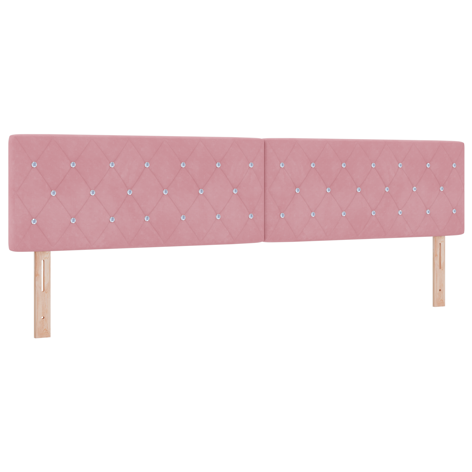 Testiera  con bottoni in cristallo, tufted, rosa, 200 cm, velluto