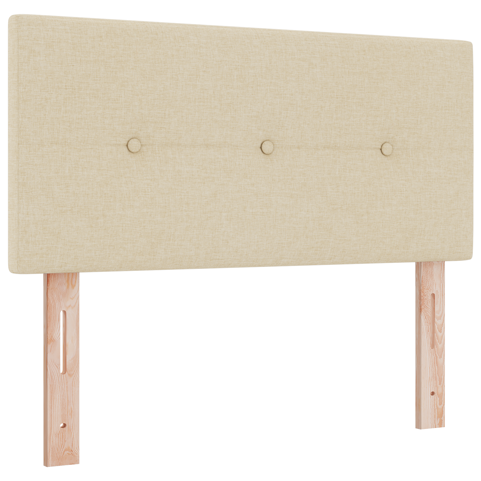 testiera  imbottita con bottoni color crema da 80 cm in tessuto