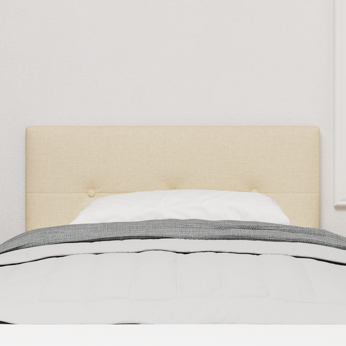 testiera  imbottita con bottoni color crema da 80 cm in tessuto