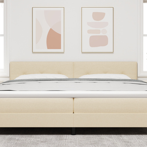 Testiera  con bottoni imbottiti crema 200 cm in tessuto