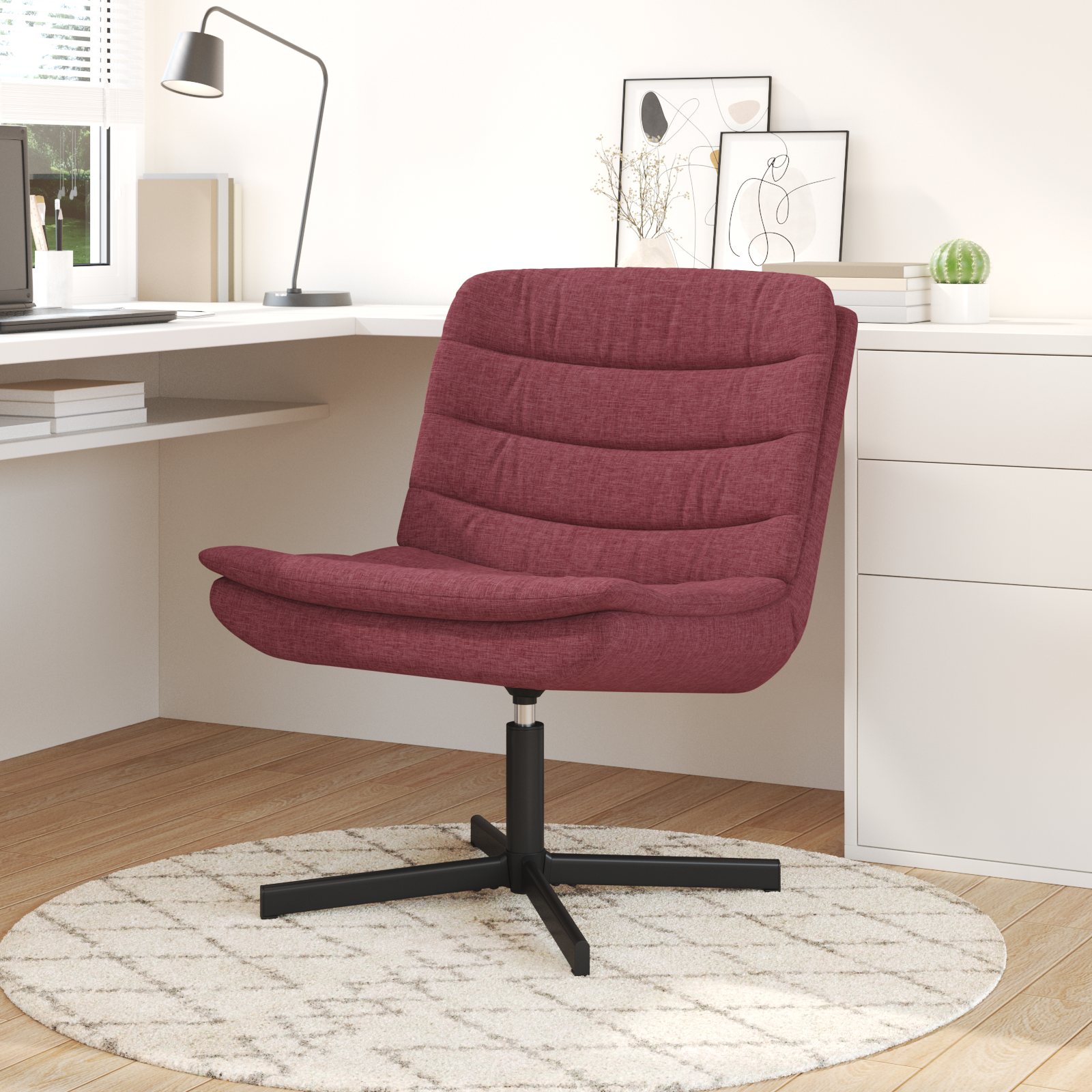 Sedia Girevole Rosso Vino Tessuto Standard Ergonomica