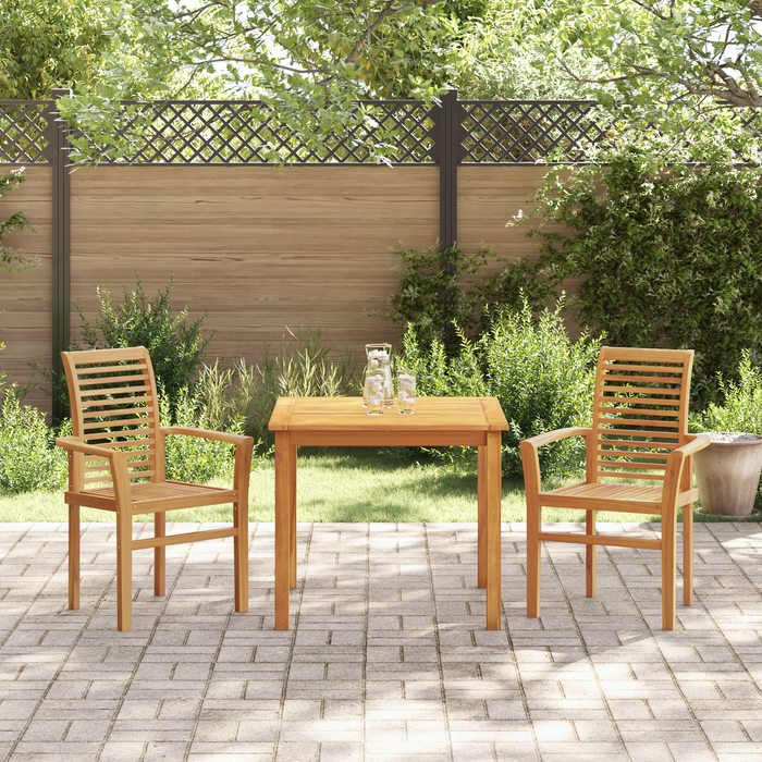 Sedia da Giardino Impilabile 2 pcs in Legno Massello di Teak