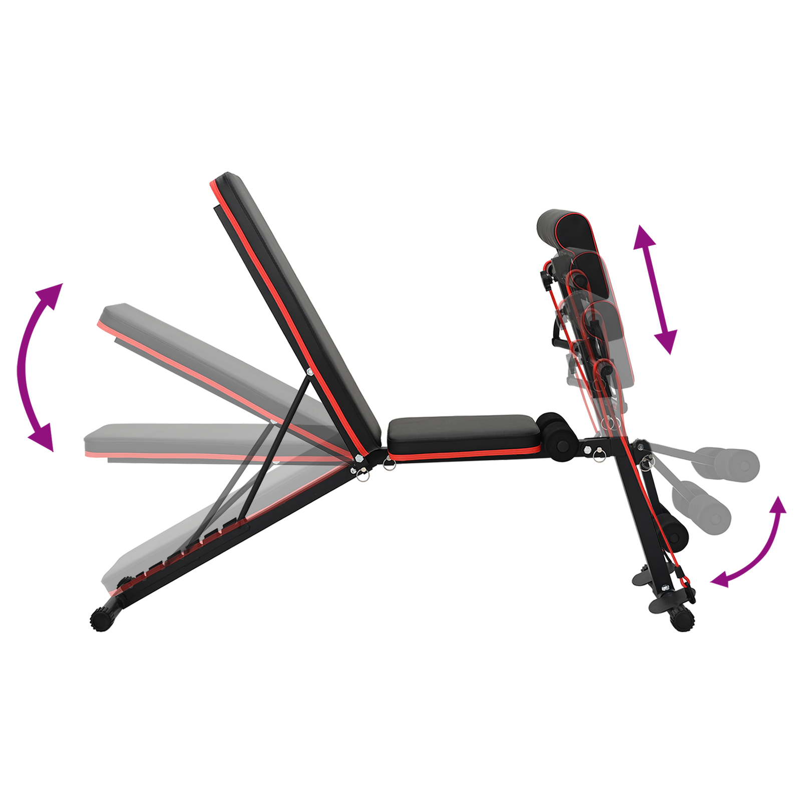 Panca Pesi Regolabile con Bande di Resistenza 150 kg Acciaio Nera