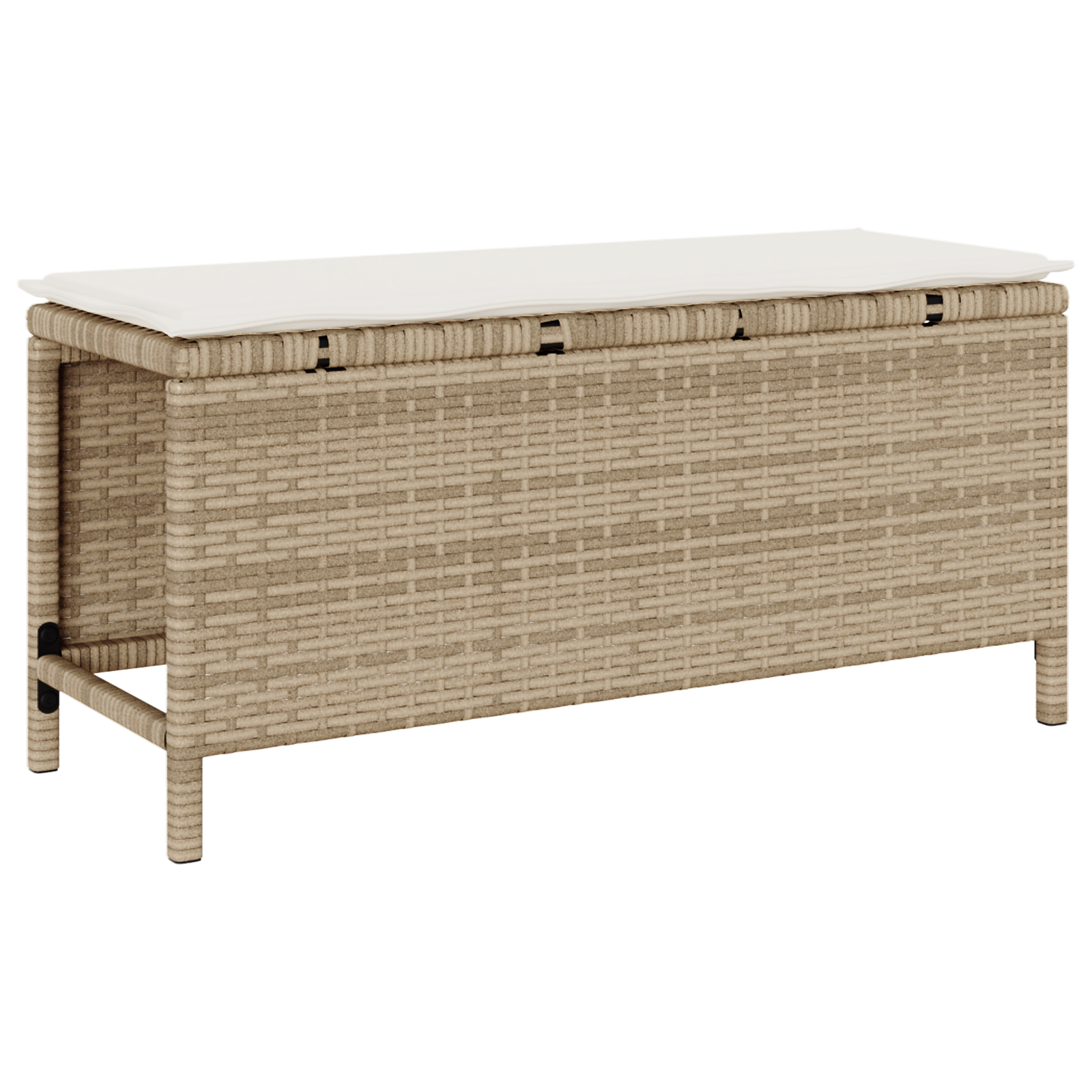 Set da pranzo da giardino 3 pezzi con cuscini in polyrattan beige e acacia