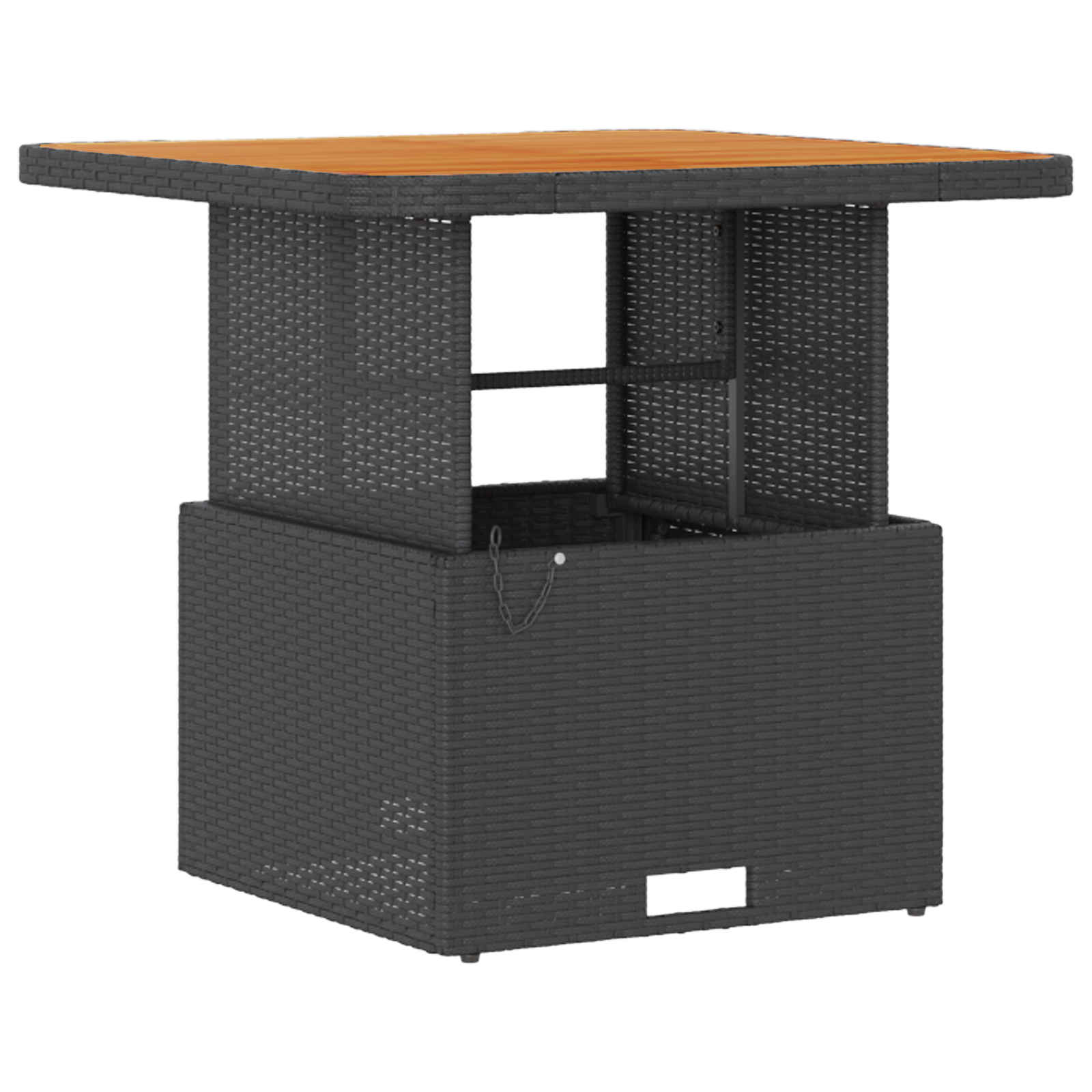 Set da Pranzo da Giardino in 3 Pezzi con Cuscini Nero in Rattan Sintetico e Acacia