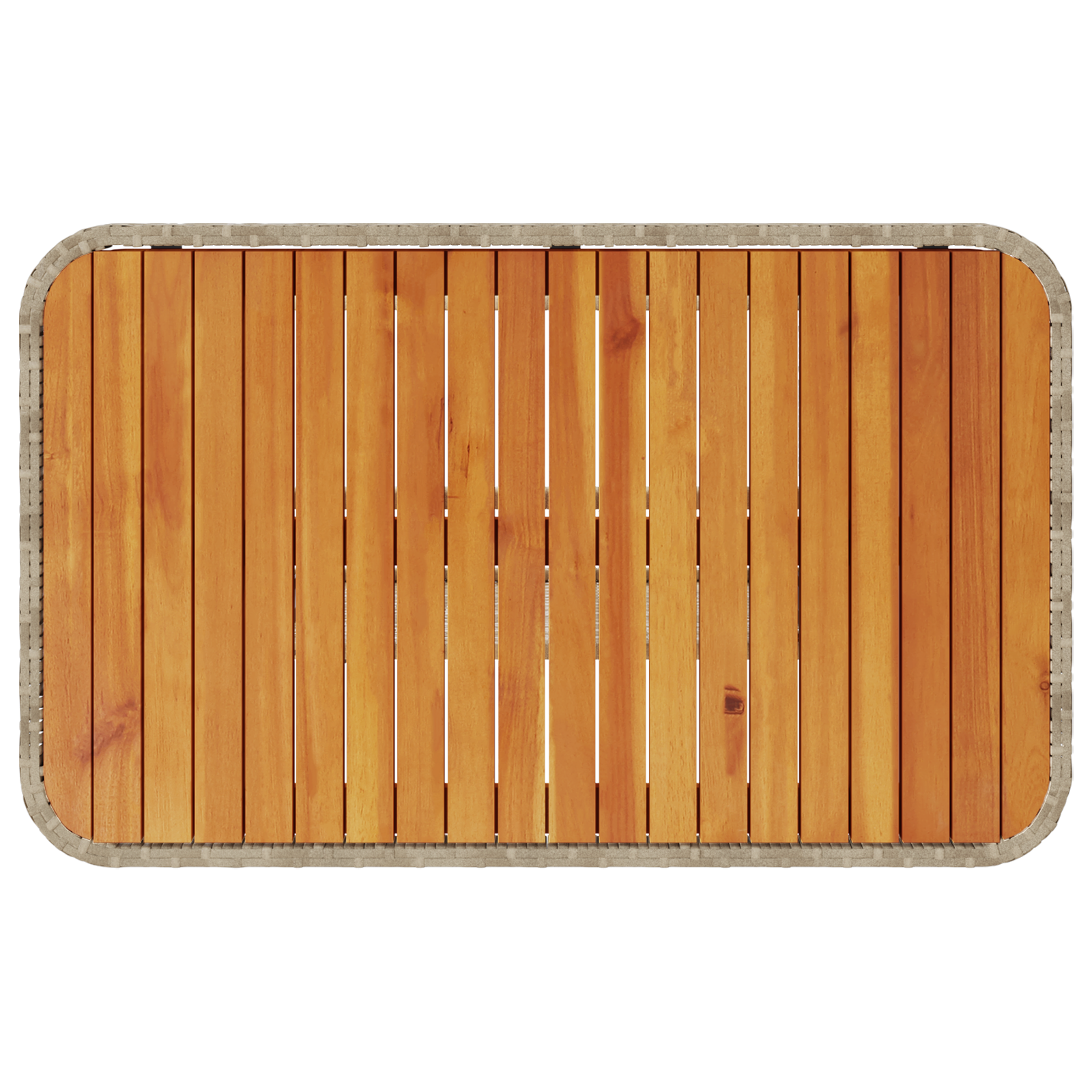 Set da pranzo da giardino in 3 pezzi con cuscini beige in rattan sintetico e acacia