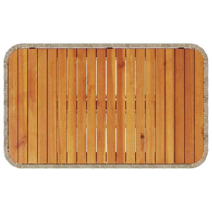 Set da pranzo da giardino in 3 pezzi con cuscini beige in rattan sintetico e acacia