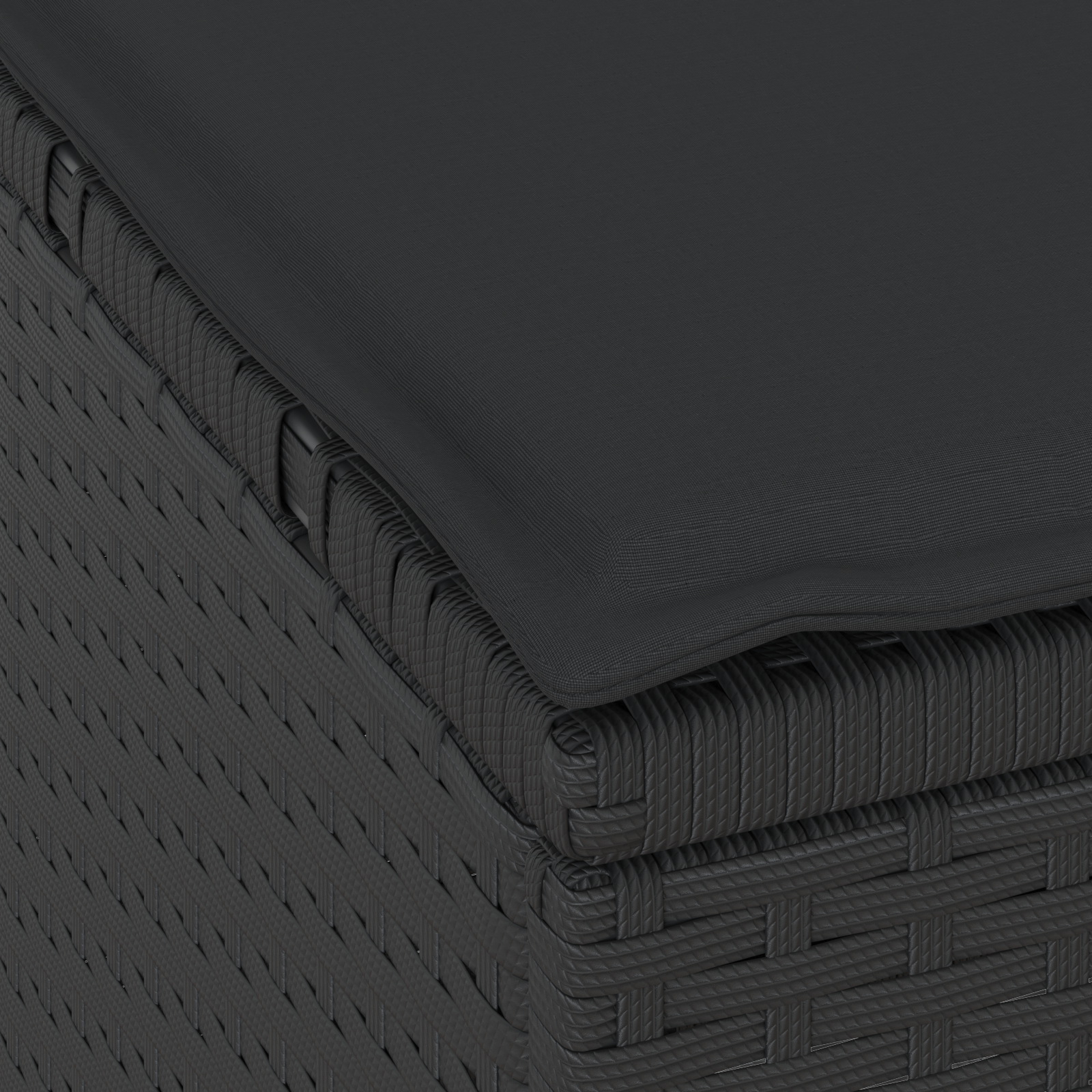 Set da Pranzo da Giardino 4 Pezzi con Cuscini Nero Polyrattan Acacia