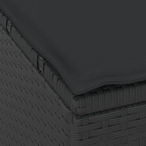 Set da Pranzo da Giardino 4 Pezzi con Cuscini Nero Polyrattan Acacia