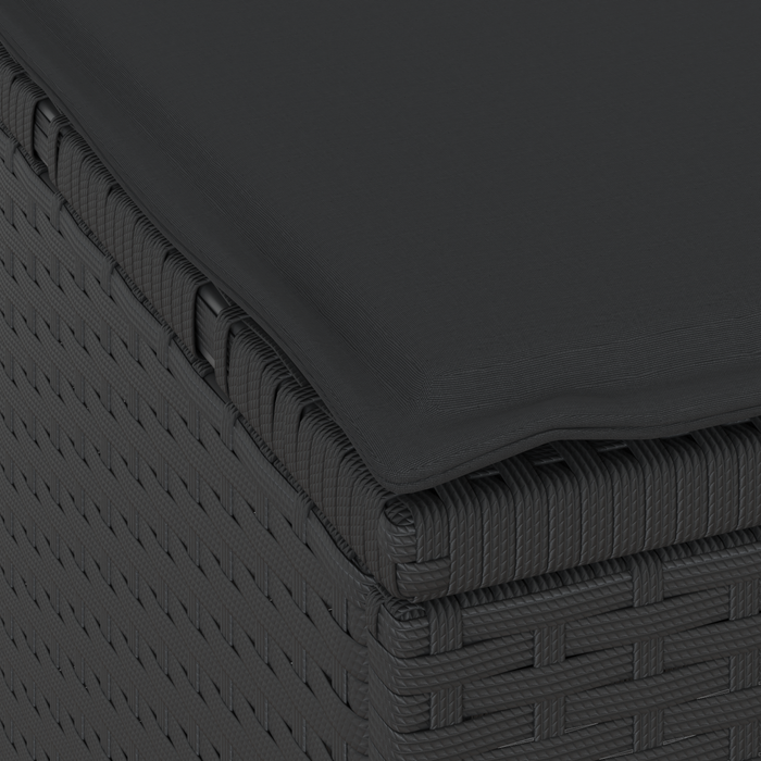 Set da Pranzo da Giardino 4 Pezzi con Cuscini Nero Polyrattan Acacia