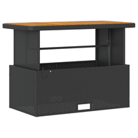 Set da Pranzo da Giardino in 4 Pezzi con Cuscini Rattan Polirizzato Nero Acacia