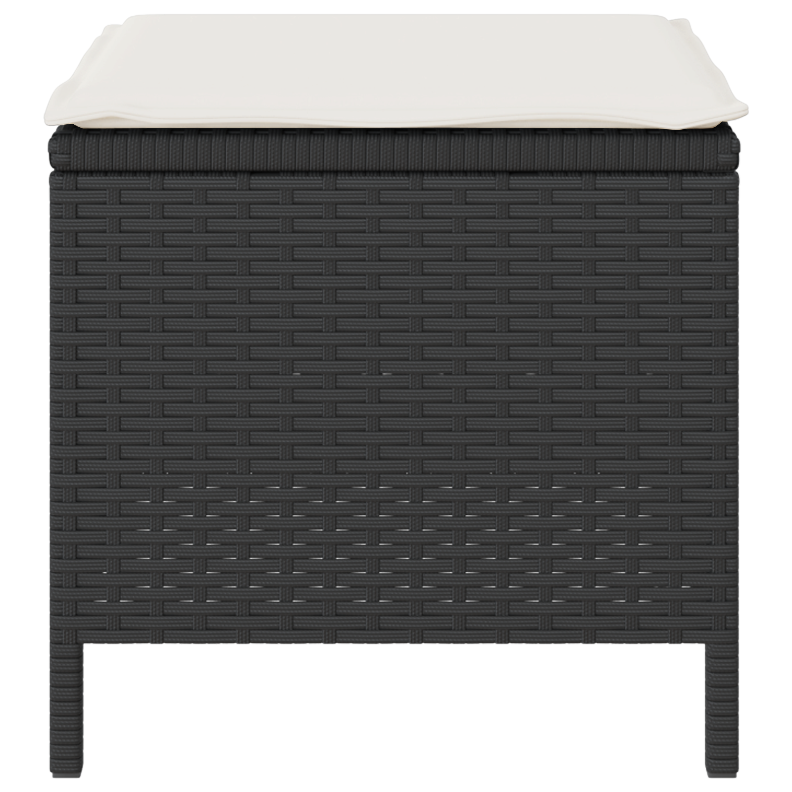 Set da Pranzo da Giardino in 4 Pezzi con Cuscini Rattan Polirizzato Nero Acacia