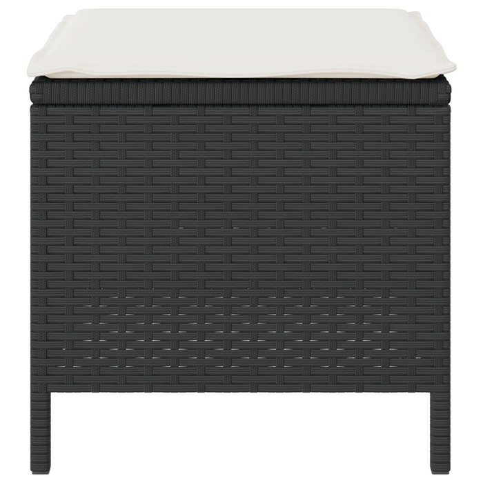 Set da Pranzo da Giardino in 4 Pezzi con Cuscini Rattan Polirizzato Nero Acacia