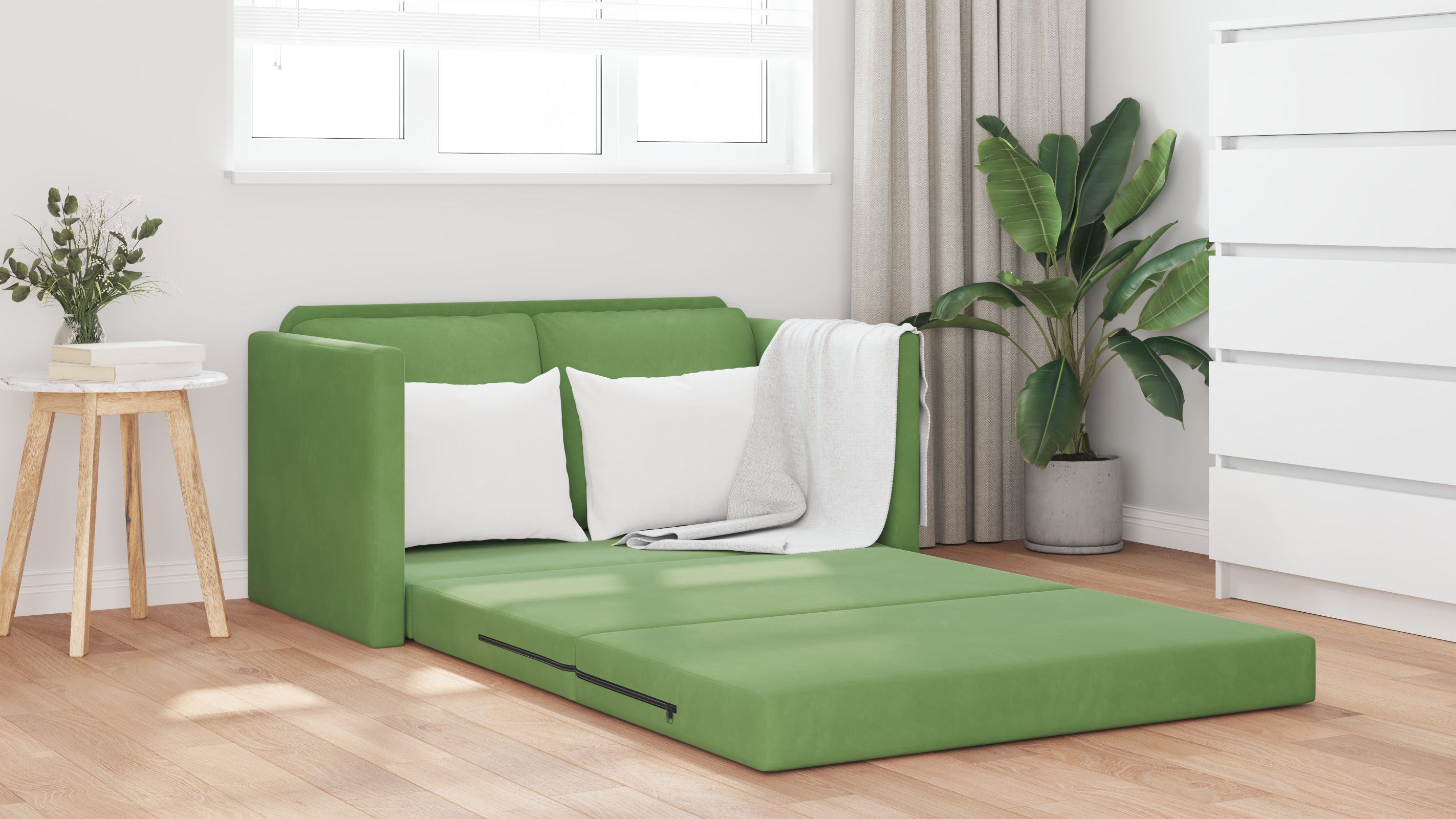 Divanetto Verde Chiaro Tessuto, Legno Divano per Due Divanetto