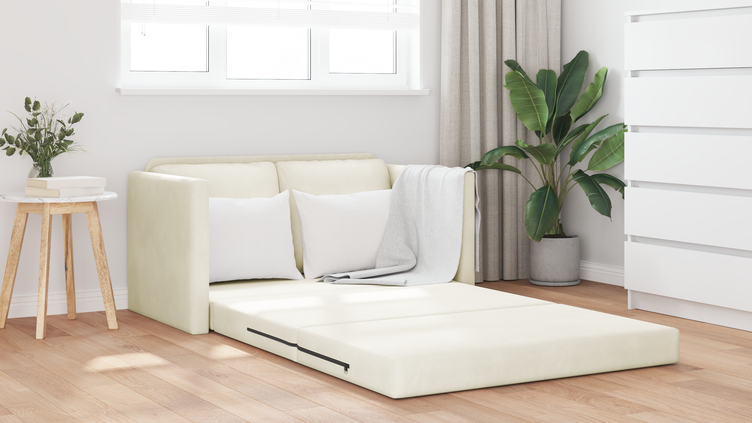 Divanetto 2 posti Crema Tessuto, Legno 2 posti Seduta ampia