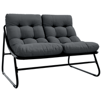 Panchina da Giardino con Cuscino Nera 110x80x71 cm Acciaio