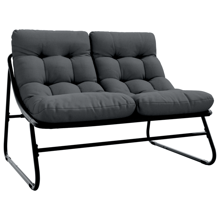 Panchina da Giardino con Cuscino Nera 110x80x71 cm Acciaio