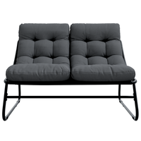 Panchina da Giardino con Cuscino Nera 110x80x71 cm Acciaio