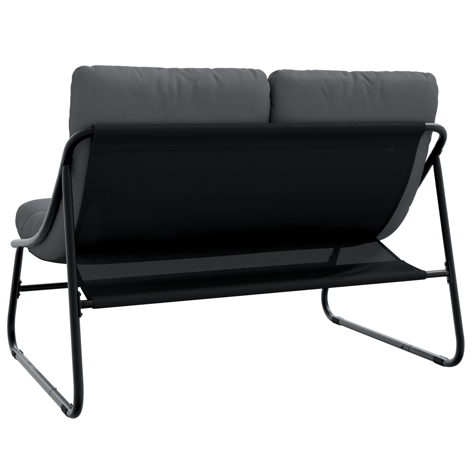 Panchina da Giardino con Cuscino Nera 110x80x71 cm Acciaio