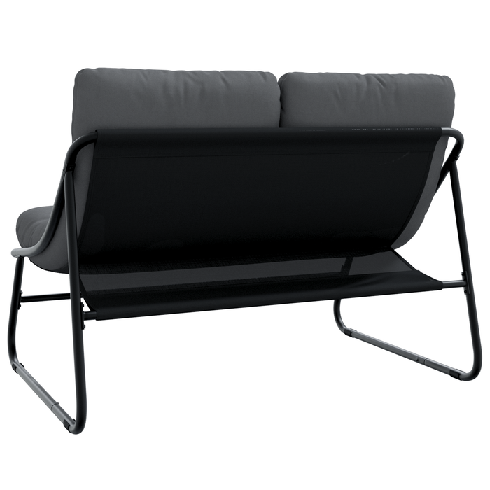 Panchina da Giardino con Cuscino Nera 110x80x71 cm Acciaio