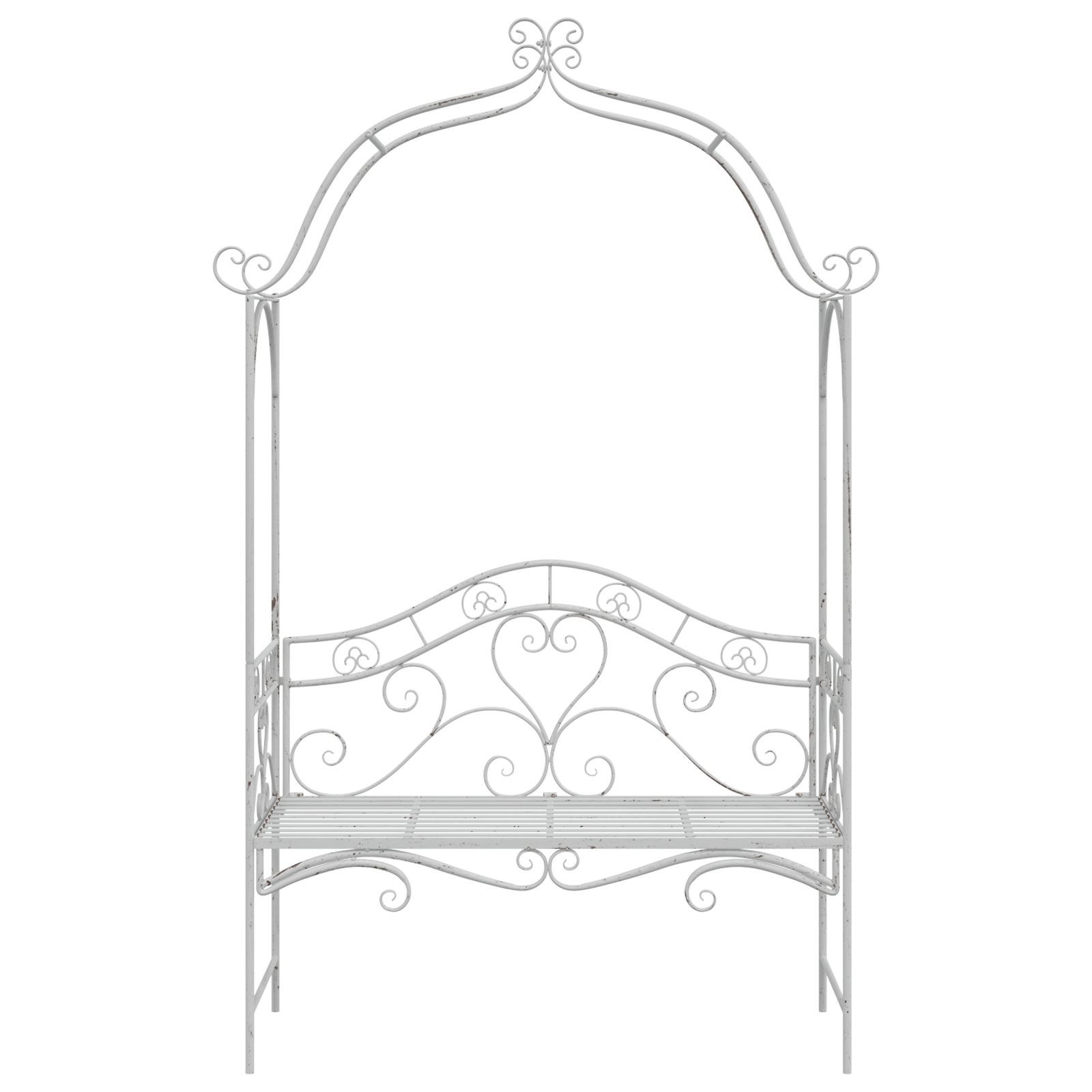 Panchina Bianca Metallo 121 x 48 x 200 cm Intarsi decorativi