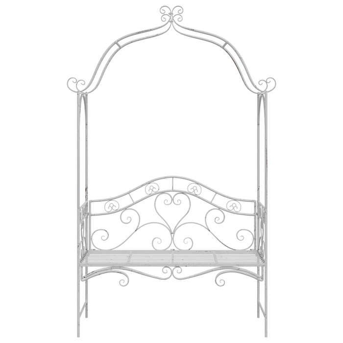 Panchina Bianca Metallo 121 x 48 x 200 cm Intarsi decorativi