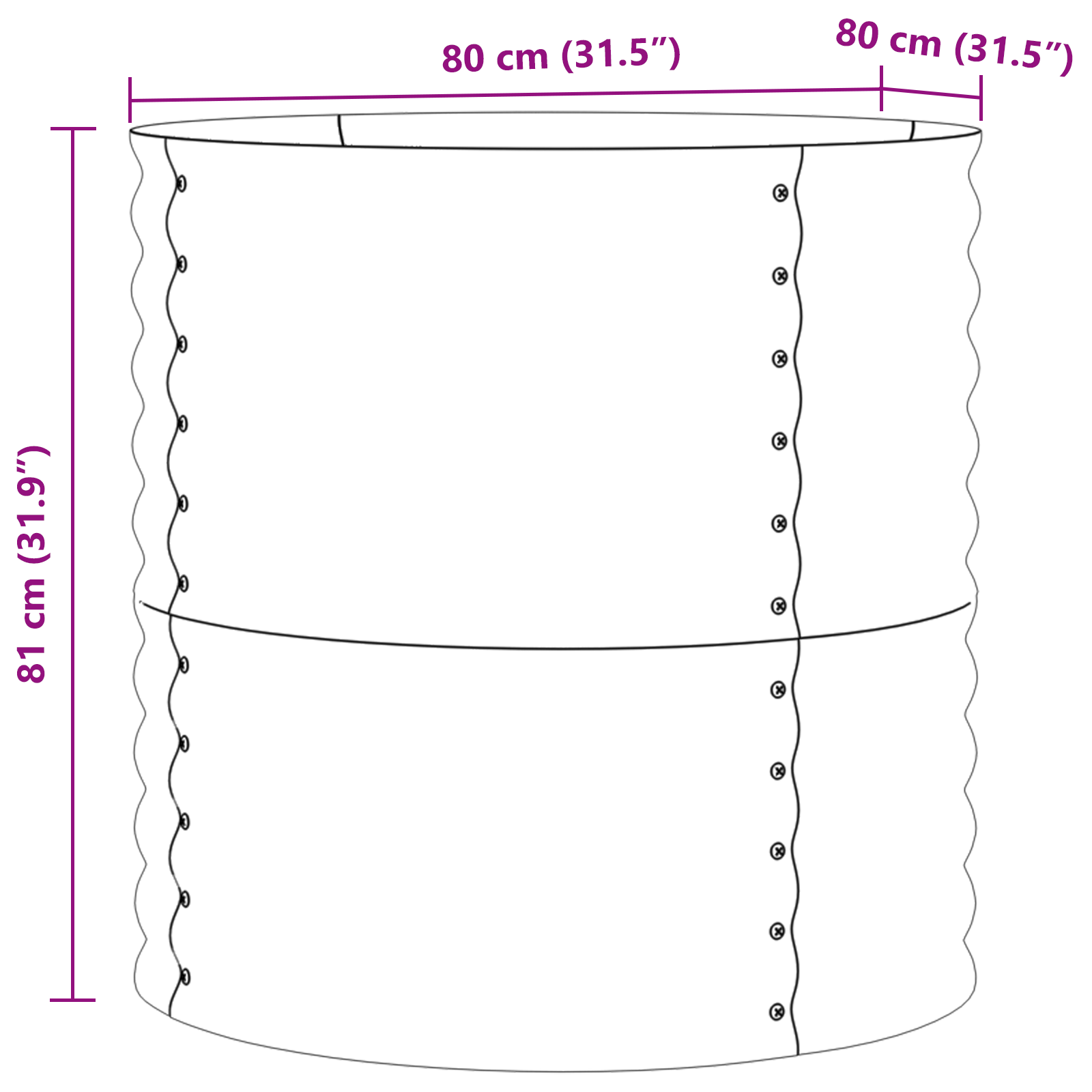 Letto da Giardino Rialzato - Marrone 80x80x81 cm Acciaio Zincato