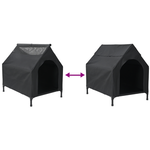 Casa per Cani Nera in Tessuto Oxford e Acciaio