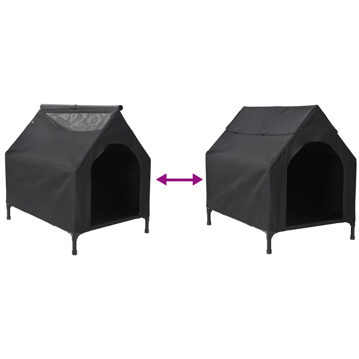 Casa per Cani Nera in Tessuto Oxford e Acciaio