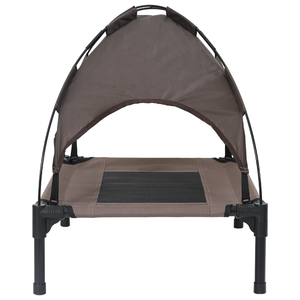 Letto Alto per Cani con Copertura Rimovibile Marrone S Acciaio