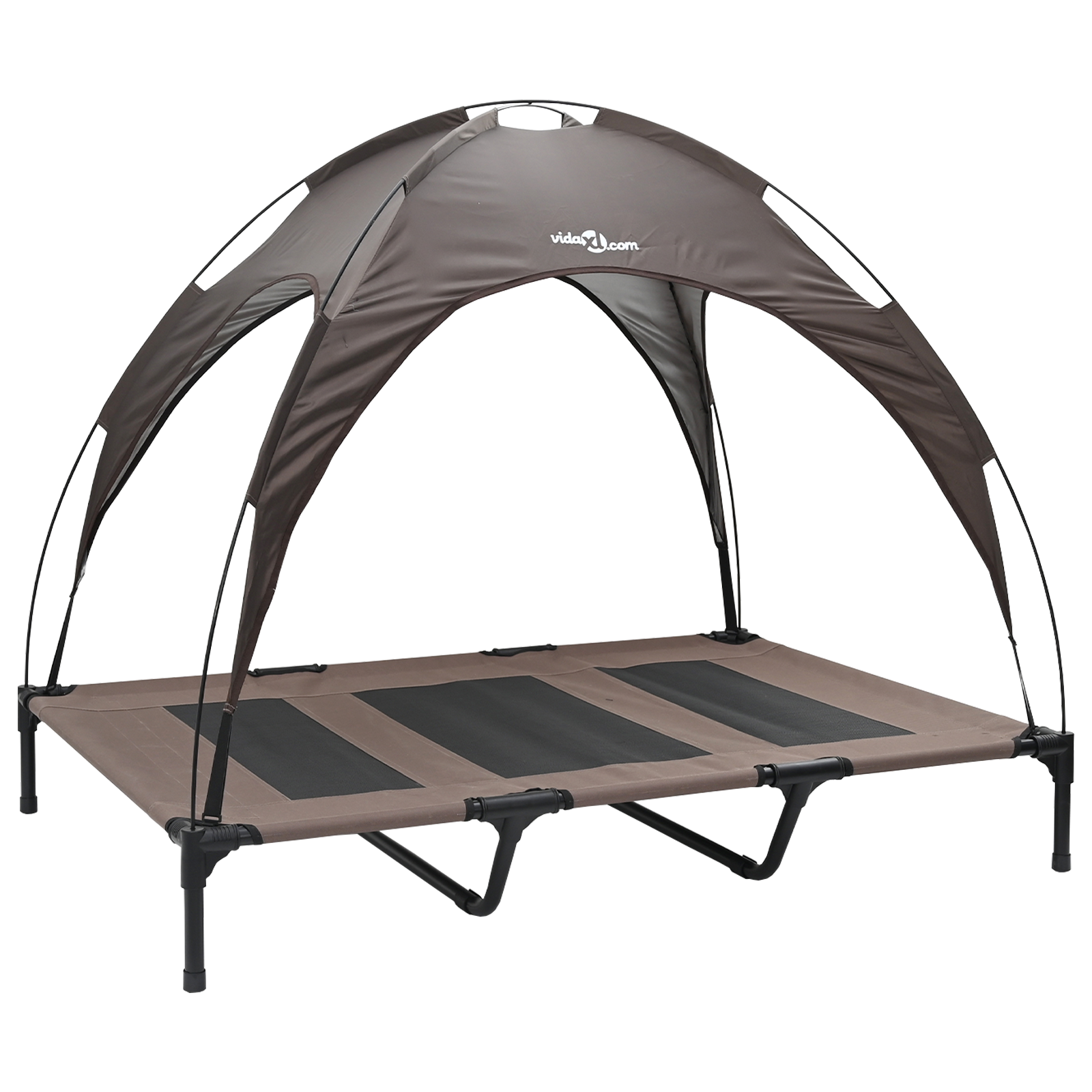 Letto rialzato per cani con tetto rimovibile Marrone XL Acciaio