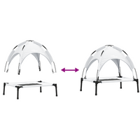 Letto Rialzato per Cani con Tetto Rimovibile Grigio Argento Acciaio