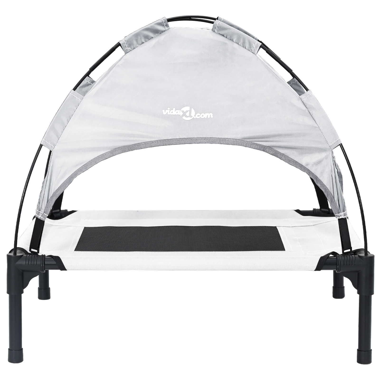 Letto Rialzato per Cani con Tetto Rimovibile Grigio Argento Acciaio