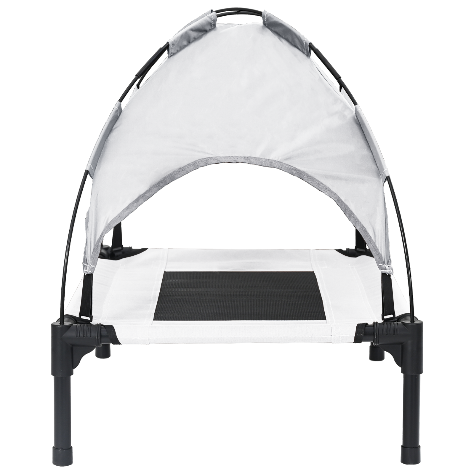 Letto Rialzato per Cani con Copertura Rimovibile Grigio Argento M Acciaio