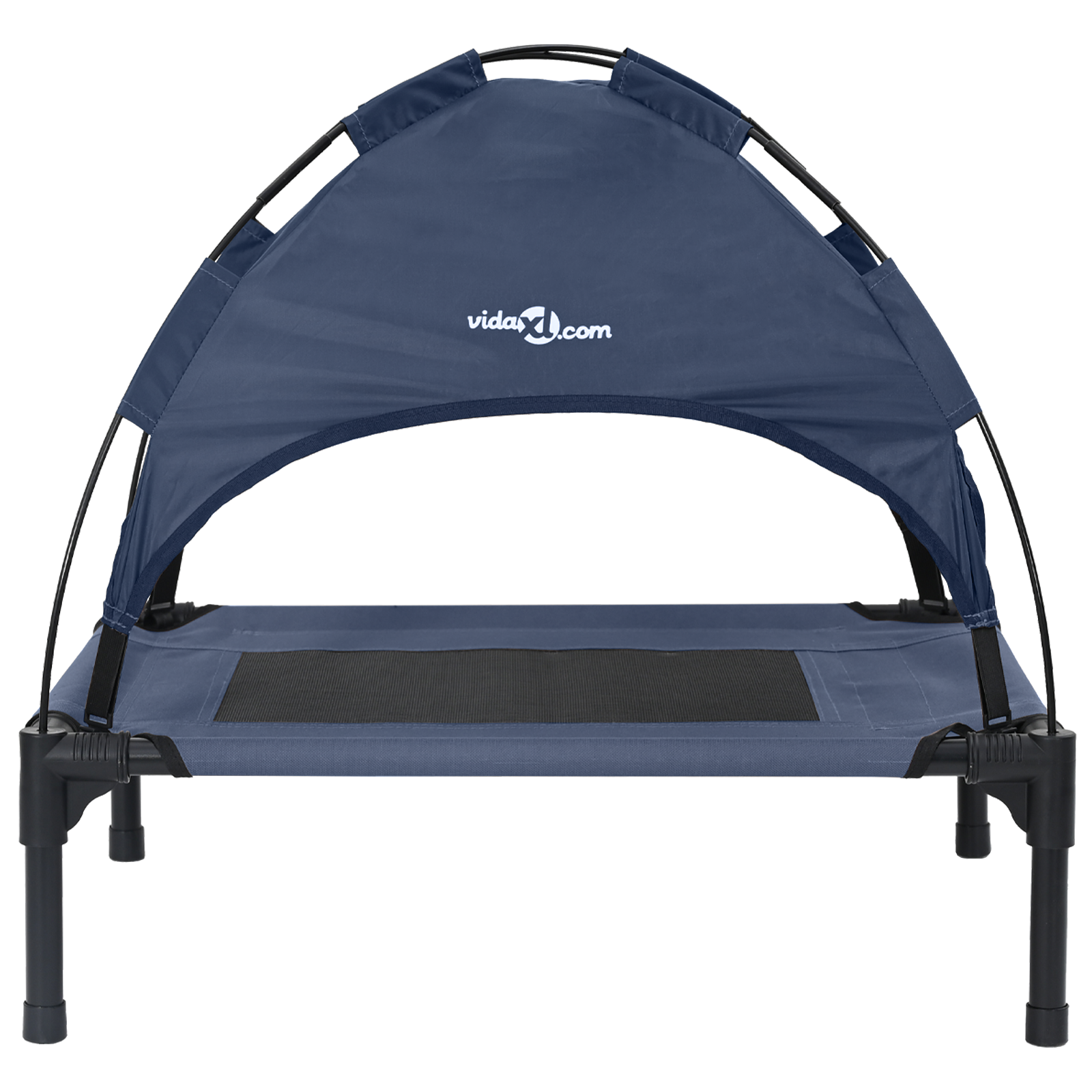 Letto Elevato per Cani con Tetto Rimovibile Blu Navy Acciaio