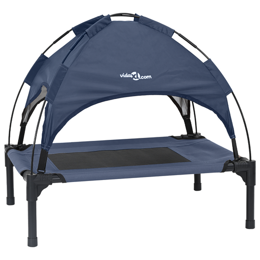 Letto per Cani Rialzato Blu Navy Acciaio, Tessuto 76 x 62 x 70.5 cm