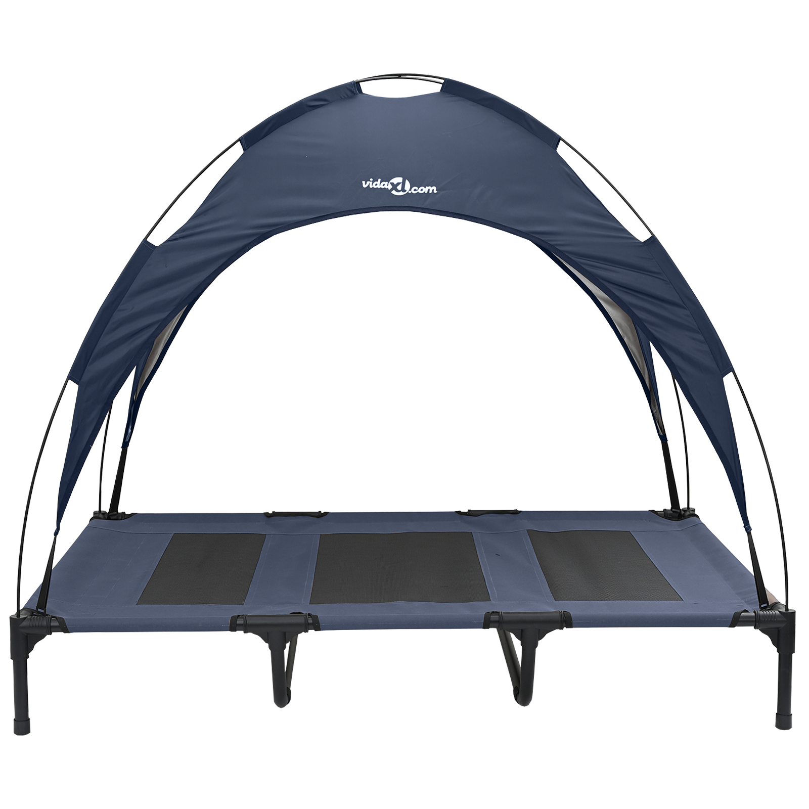 letto rialzato per cani con tettuccio rimovibile blu navy XL in acciaio