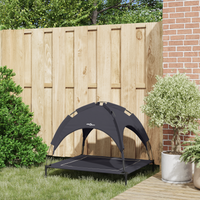 Letto Rialzato per Cani con Tettino Removibile Nero L Acciaio