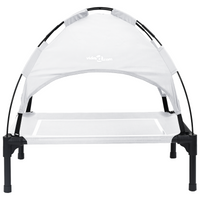 Letto Rialzato per Cani con Tetto Rimovibile Grigio Argento