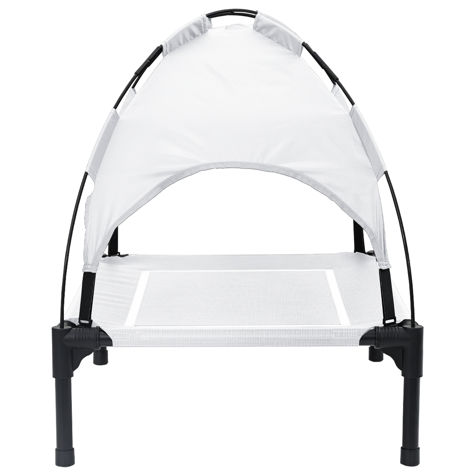 Letto Rialzato per Cani con Tetto Rimovibile Grigio Argento